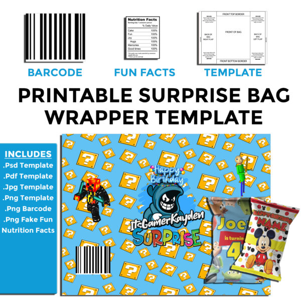 Wrap Template For DIY Surprise Bags