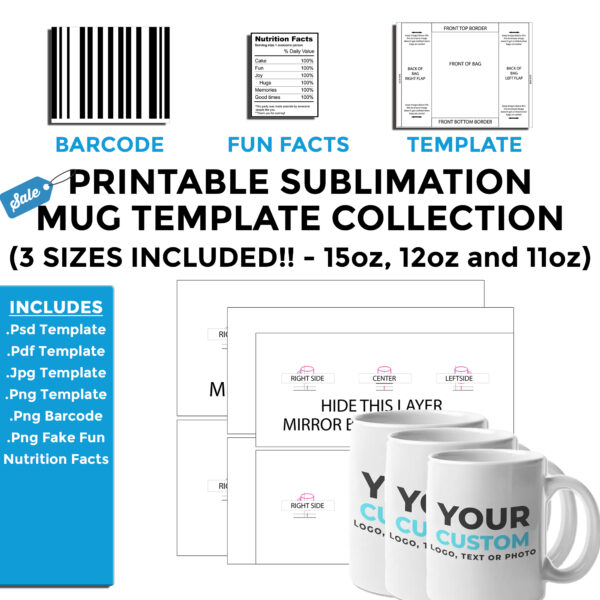 Sublimation Mug Template Collection (11oz, 12oz And 15oz)