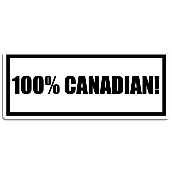 100% Canadian Rectangle Stickers (Black)