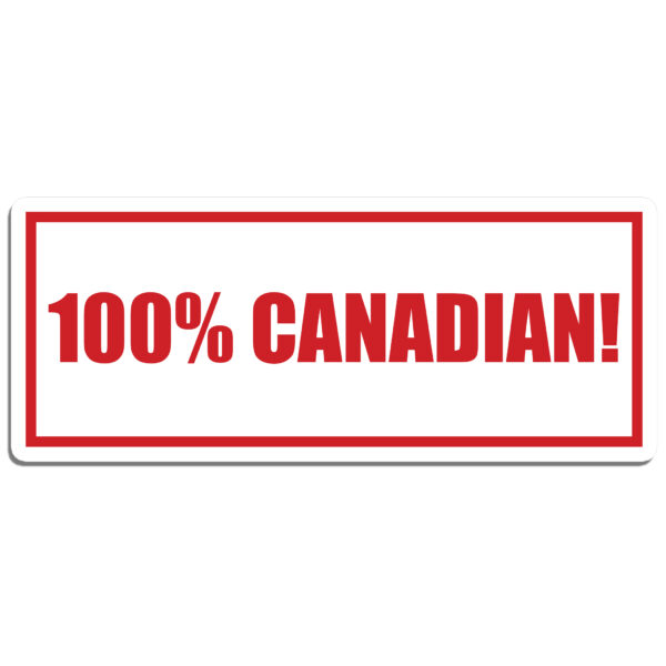100% Canadian Rectangle Stickers (Red)